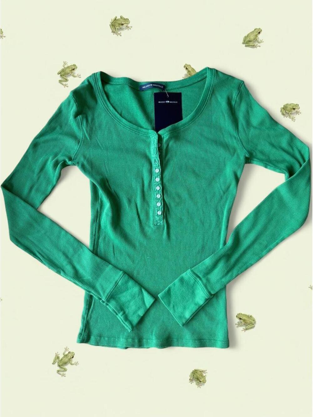 Brandy Melville Kelly green long sleeve top